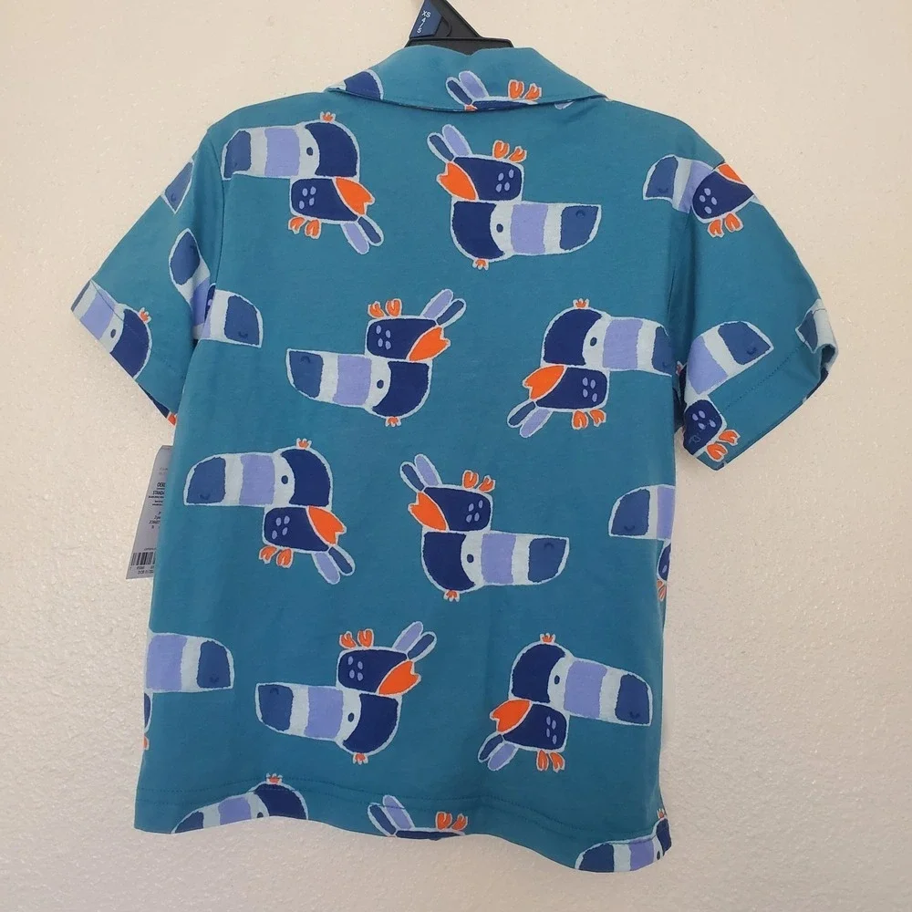Toddler Boy Carter's Bird Button-Front Shirt Size 5T Oeko Tex Parrot Blue